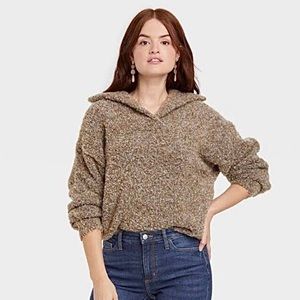 Collared Fuzzy Brown Sweater